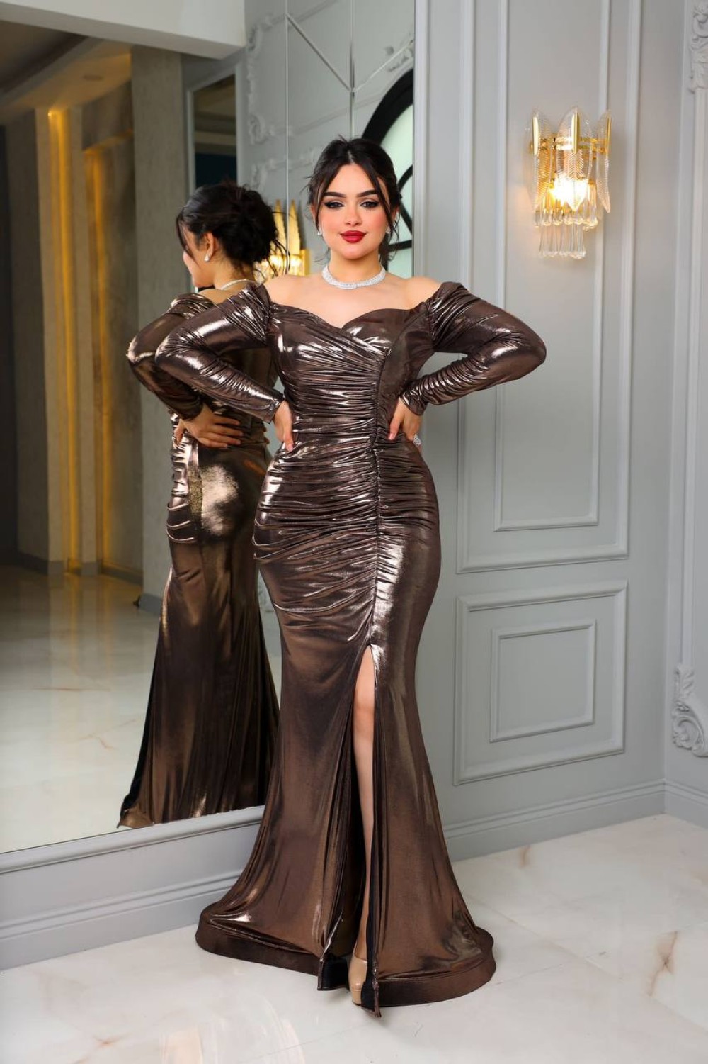 Soft satin evening dress